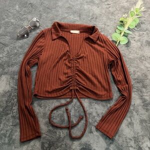 Altar'd State Rust Ribbed Crop Top